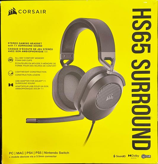 CORSAIR HS65 Surround Wired Gaming Headset – Dolby Atmos – PC, Mac, PS5, Xbox – Carbon