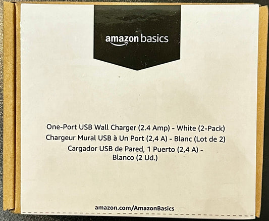 Amazon Basics 2-Pack 12W USB-A Wall Chargers – Portable Universal Phone Charger