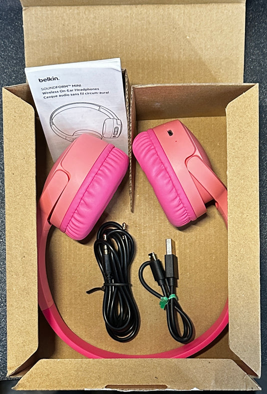 Belkin SoundForm Mini Kids Bluetooth Headphones – Pink – 85dB Safe Limit