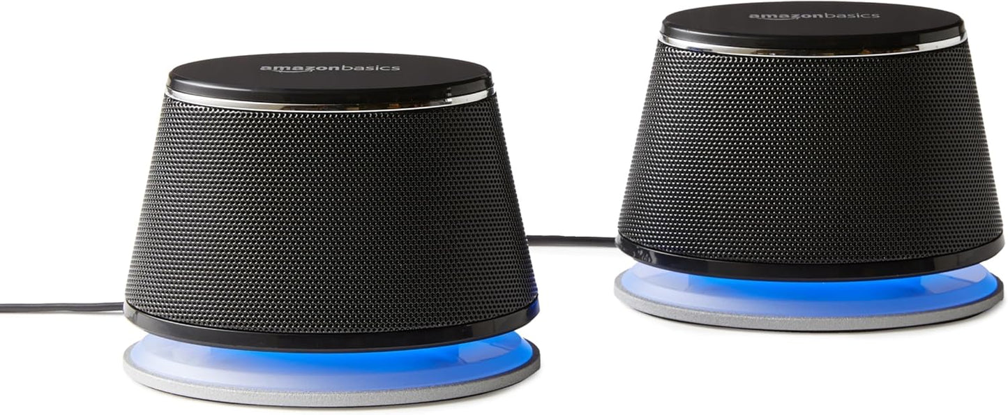 Amazon Basics - 2 speakers with plug-and-play USB port for computer or laptop (OPEN BOX)
