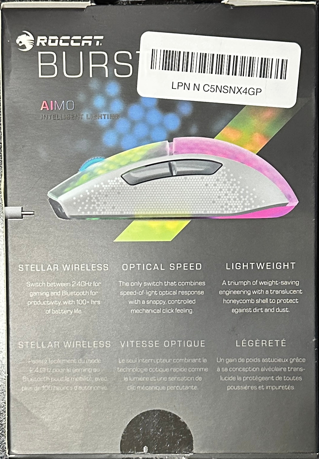 ROCCAT Burst Pro Air Wireless RGB Gaming Mouse - White