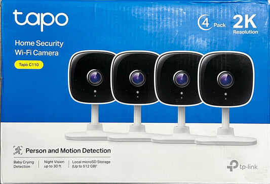 TP-Link Tapo C110 2K Security Camera 4 Pack White