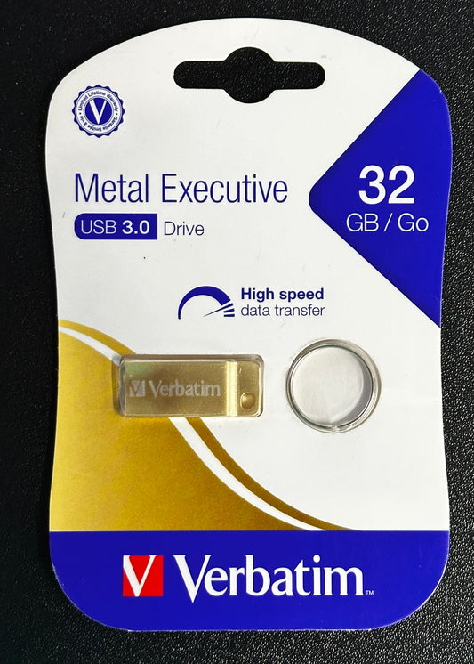 Verbatim 32gb Metal Executive Usb 3.0 Flash Drive - Gold