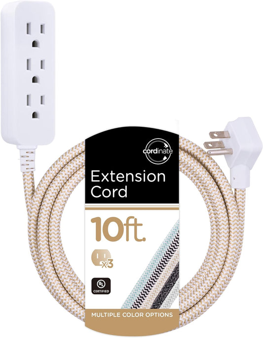 Cordinate 10 ft. 16/3 Designer 250J 3-Outlet Surge Protector Power Strip, White