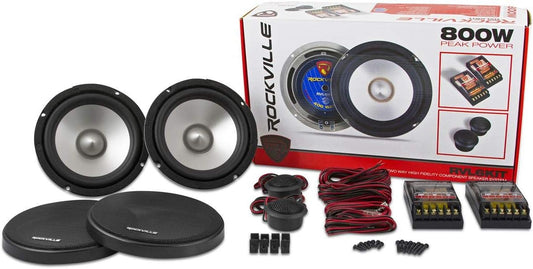 Rockville RVL6KIT 6.5" Car Component Speakers 800W Peak/200W RMS – 4 Ohm
