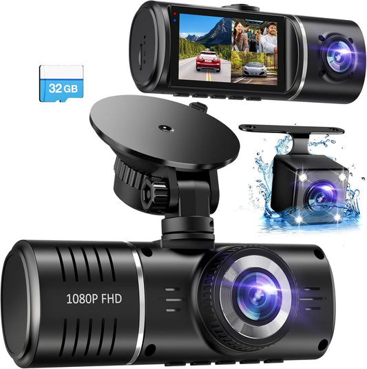 SUVCON 1080p Dash Cam - Front and Inside Triple Dash