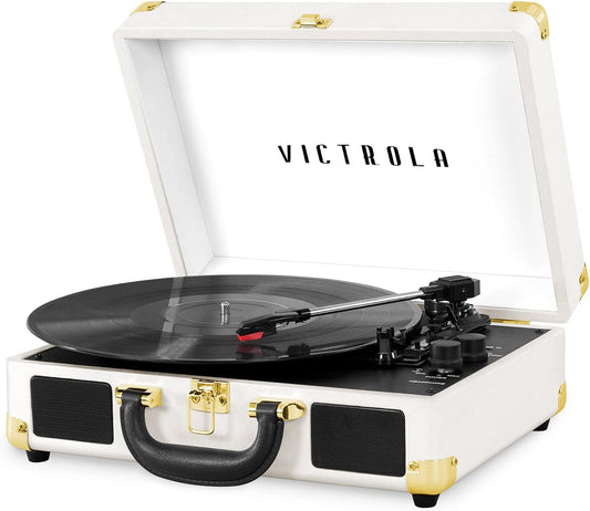 Victrola Journey Bluetooth Portable Suitcase See Detail in Photo (White) OPEN BOX