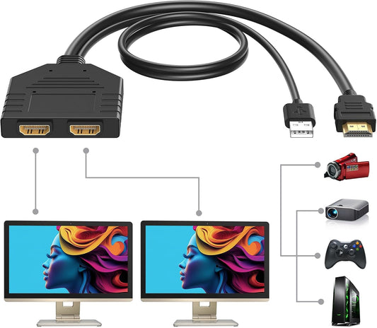 HDMI Splitter 4k 60hz 1 in 2 out HDMI Male to Dual HDMI 2.0 Female Cable (DAMAGE BOX)