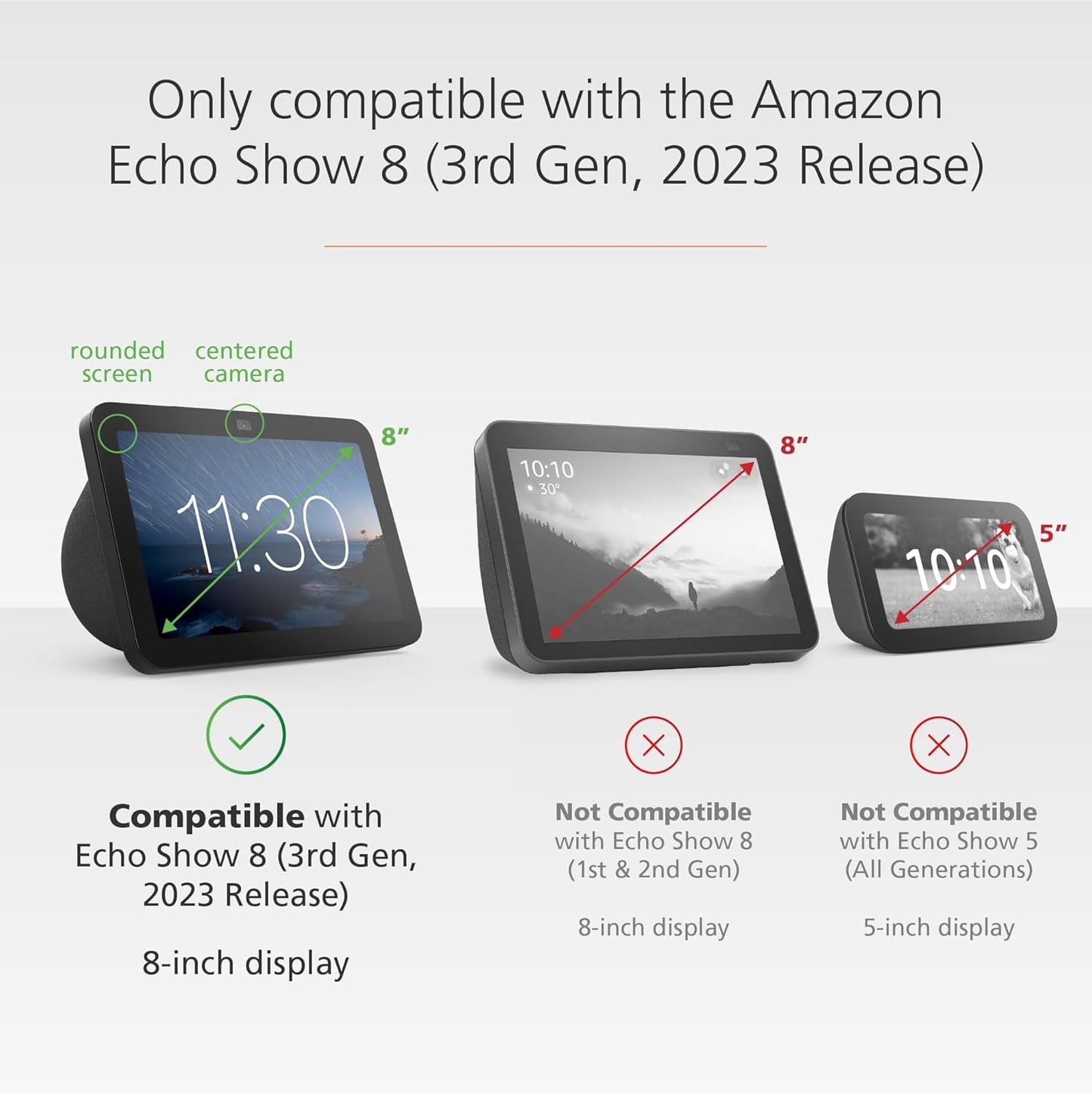 Mission - 2-in-1 Battery and Tilt Stand for Echo Show 8 (3rd Generation, 2023 Release)