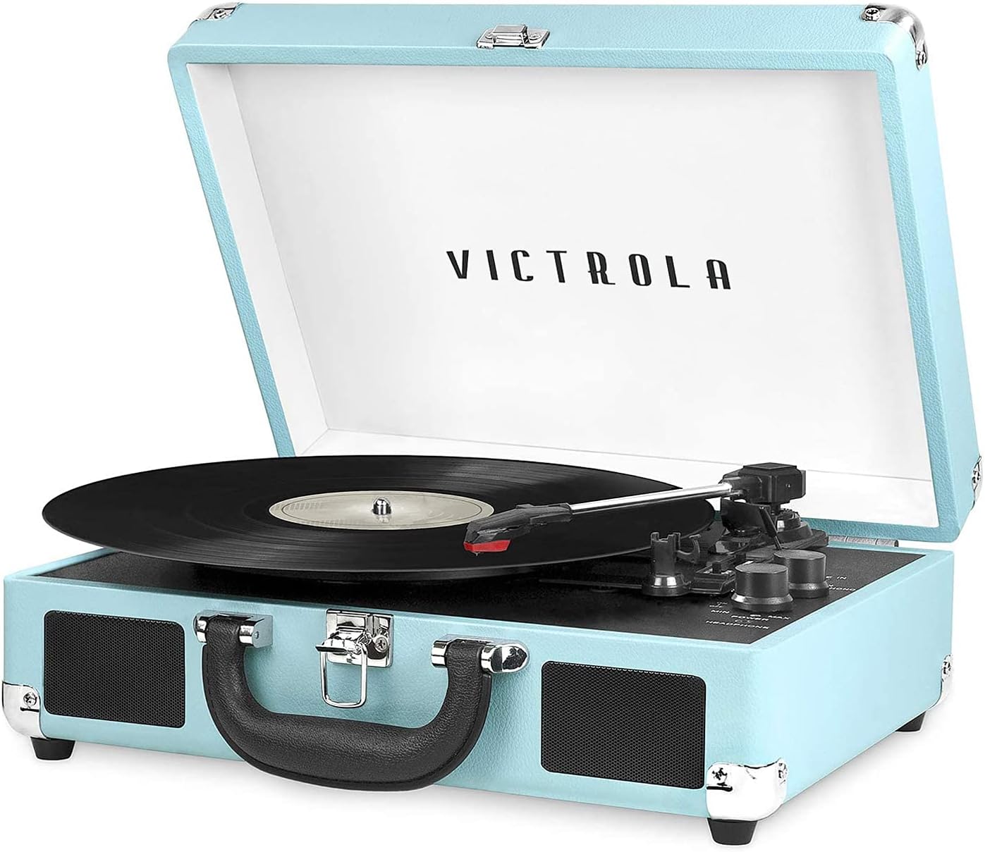 Victrola Journey Bluetooth Suitcase Record Player – 3-Speed Turntable, Built-in Speakers, Turquoise