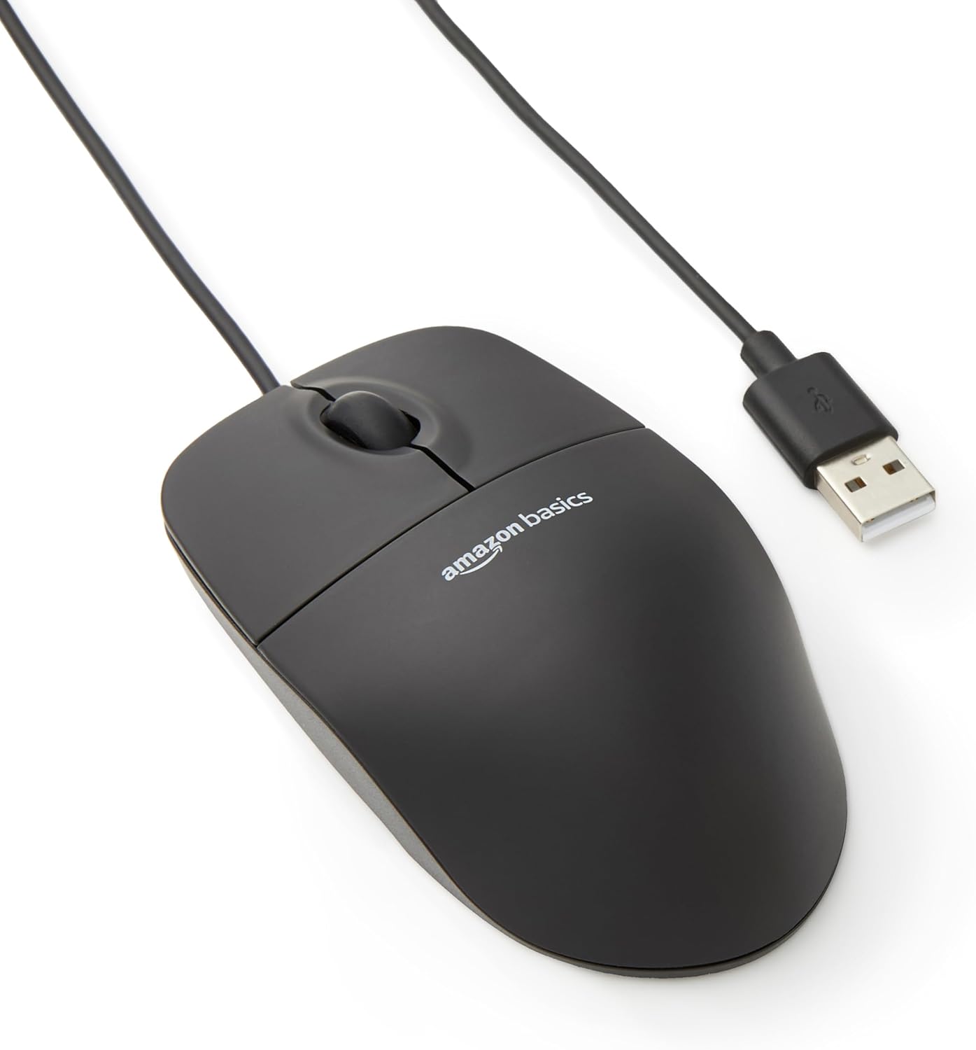 Amazon Basics USB Wired Optical Mouse – 3-Button, 1000 DPI, Black