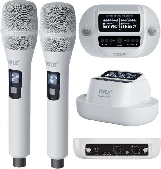 Pyle USA UHF Wireless Microphone System, Model: PDWM3100, White (OPEN BOX)