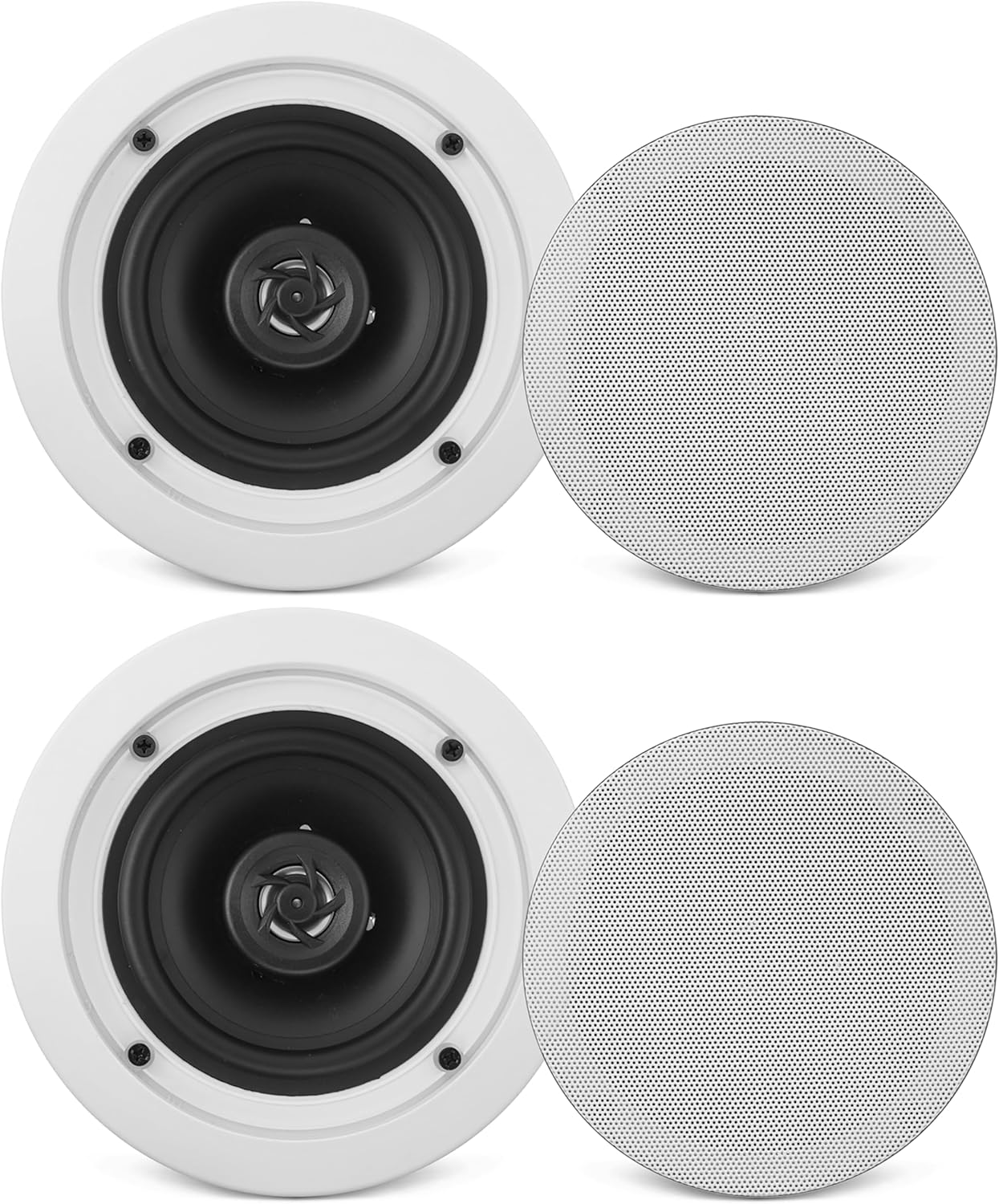 Pyle PDIC61RD 6.5" In-Ceiling/In-Wall 2-Way Speakers Pair – 200W Flush Mount