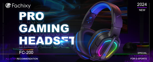 Fachixy FC200 Gaming Headset with Mic for PS4/PS5/PC/Mac/Xbox One, Noise Canceling Headset with Stereo Microphone Sound, Computer Headset with 3.5mm Jack & RGB Light