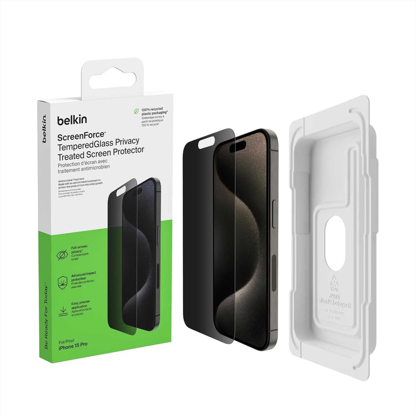 Belkin ScreenForce Privacy Tempered Glass for iPhone 15 Pro