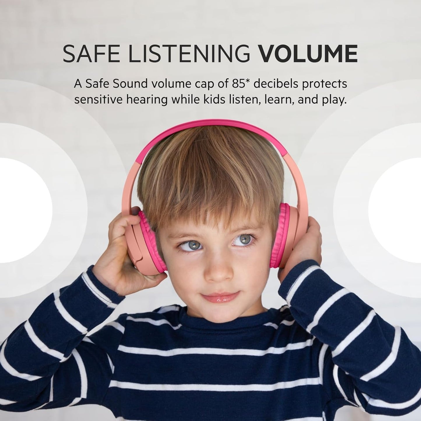 Belkin SoundForm Mini Kids Bluetooth Headphones – Pink – 85dB Safe Limit
