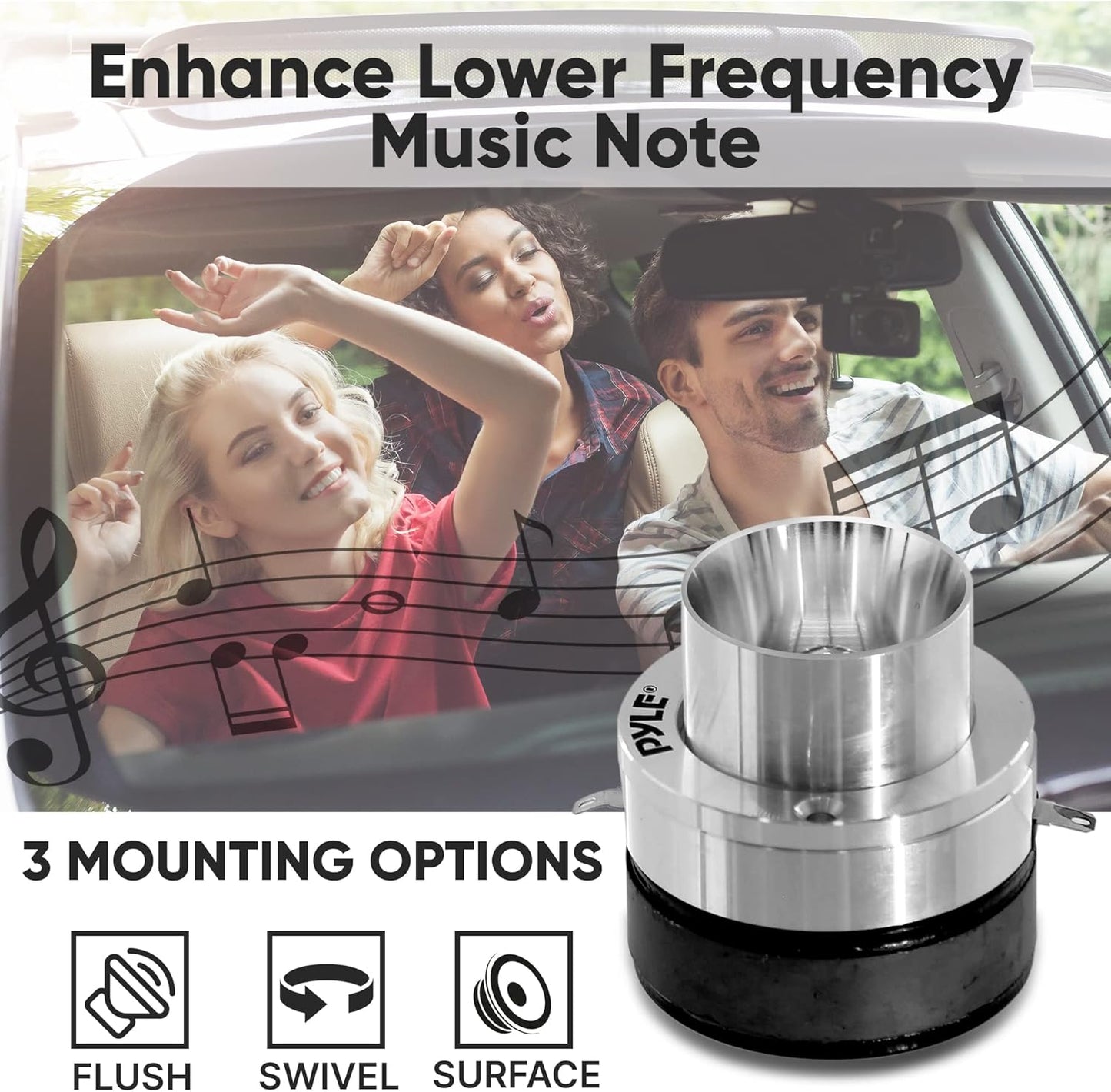 Pyle PDBT30 2.5" 100W Titanium Car Tweeter – 1" Voice Coil, 4 Ohm, Aluminum Frame