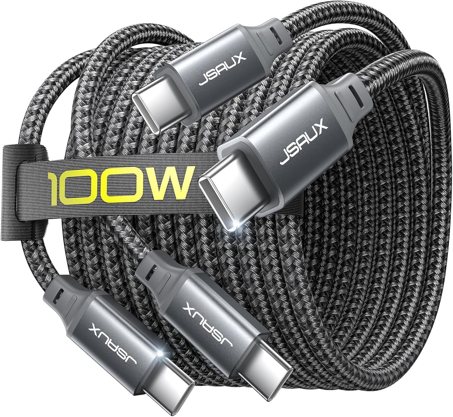 JSAUX 100W USB C to USB C Cable [2-Pack 6.6FT] Type C Fast Charging Cable