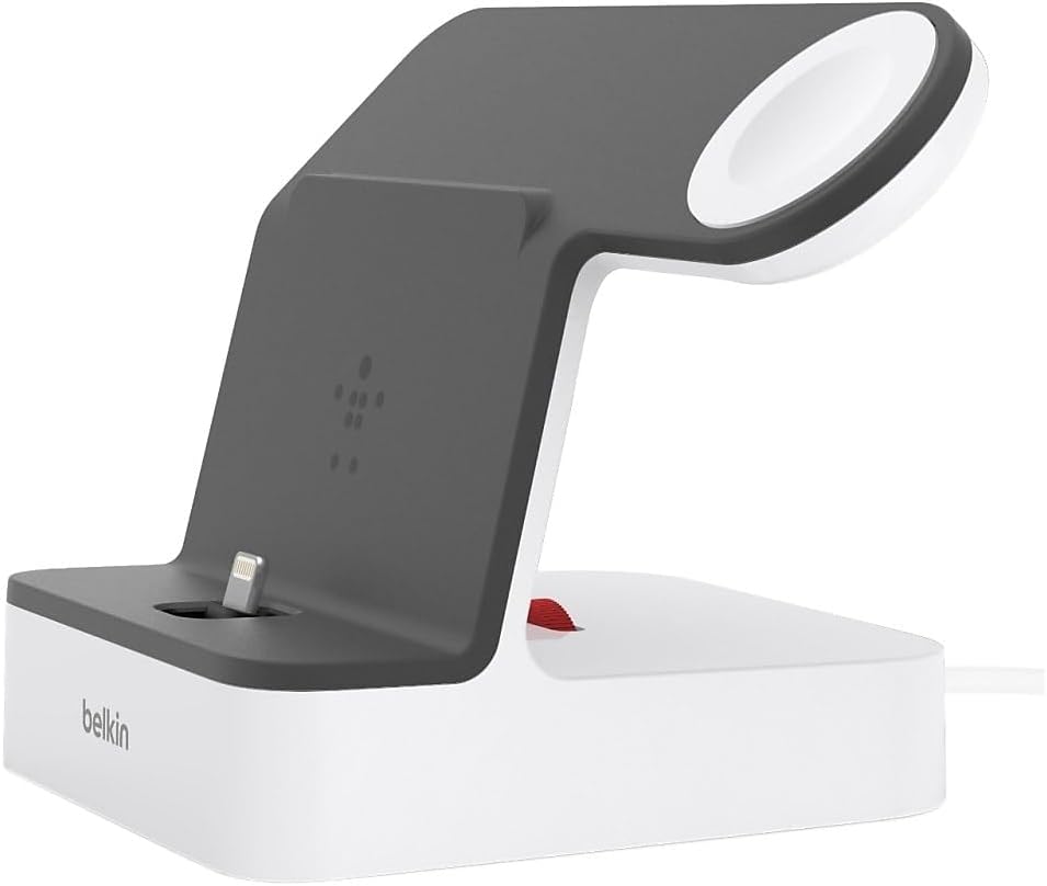 Belkin 2-in-1 iPhone & Apple Watch Charging Dock – Magnetic Apple Watch Stand, Adjustable Lightning Connector