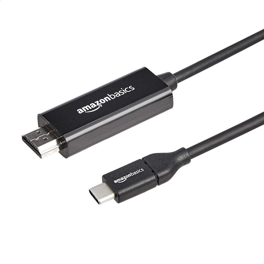 Amazon Basics USB-C to HDMI Cable Adapter (Thunderbolt 3 Compatible) 4K at 30Hz, 3 Feet, Black