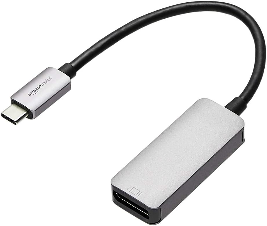 Amazon Basics Aluminum USB-C to DisplayPort Adapter (4K @60Hz), Thunderbolt 3 Compatible