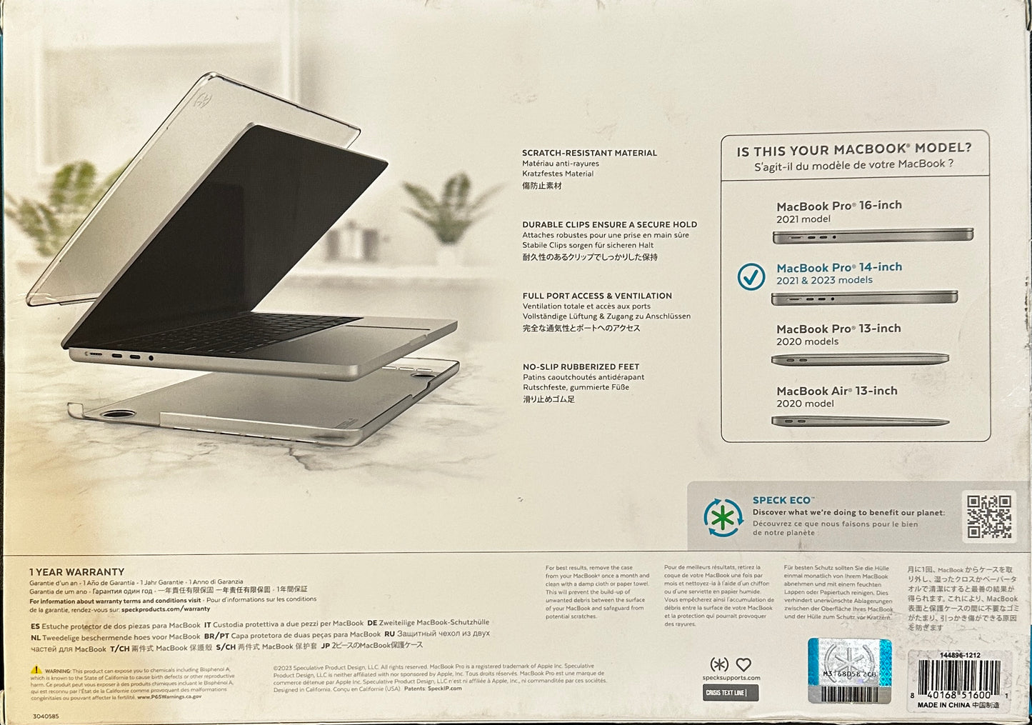 Speck SmartShell Case for MacBook Pro 14" (M3/M2/M1) – Scratch-Resistant Clear Hardshell