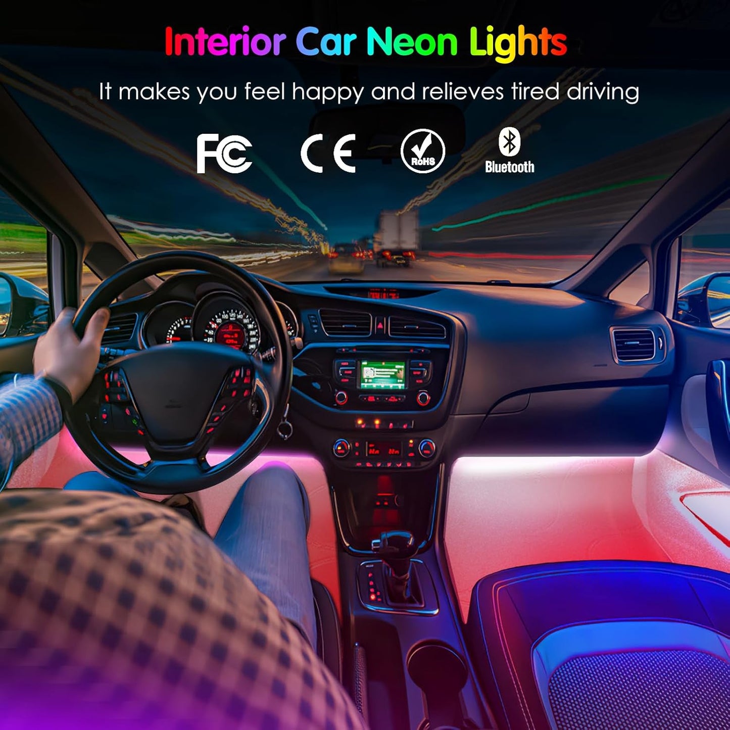 LED Car Interior Ambient Foot Strip Light Kit Backlight