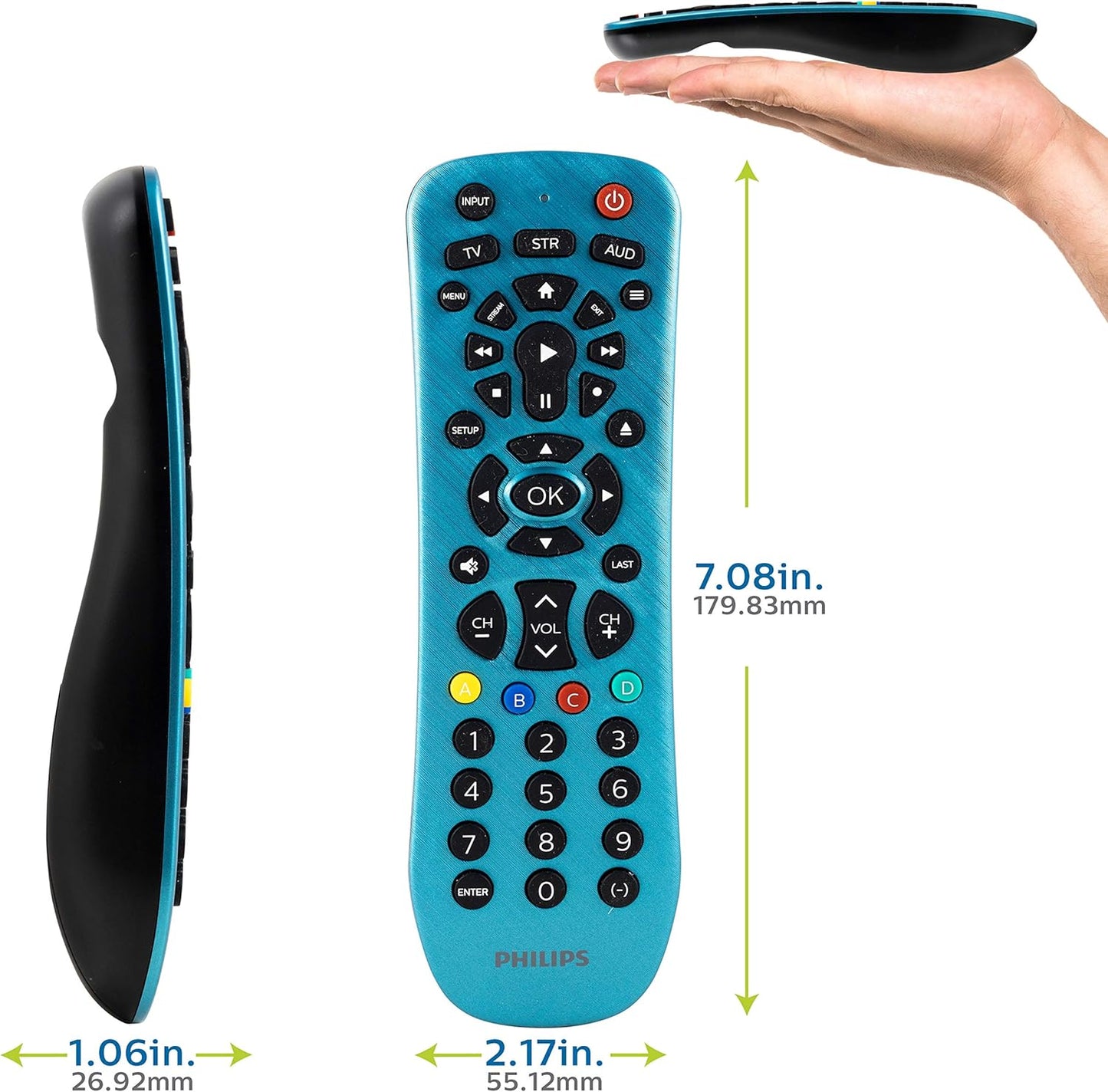 Philips Universal Remote SRP3249B/27 – 3-Device TV Control, Blue