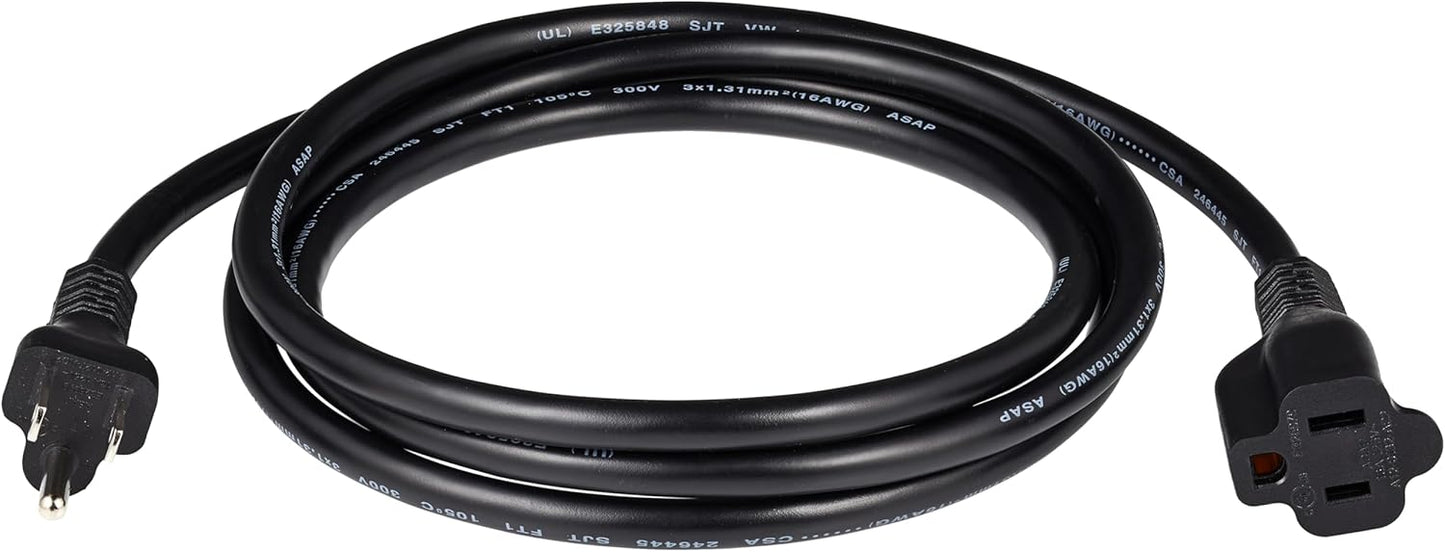 Amazon Basics 13 Amp 125V 15-Foot Indoor Extension Cord - Black (OPEN BOX)