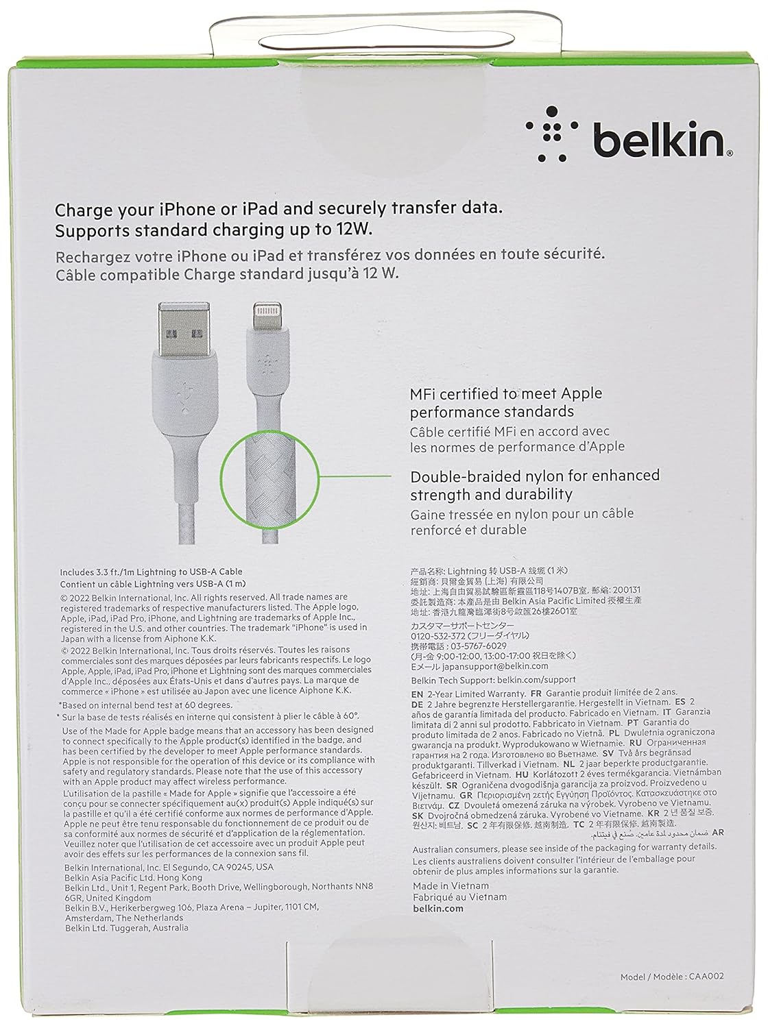 Belkin BoostCharge 6.6ft Braided USB to Lightning Cable (OPEN BOX)