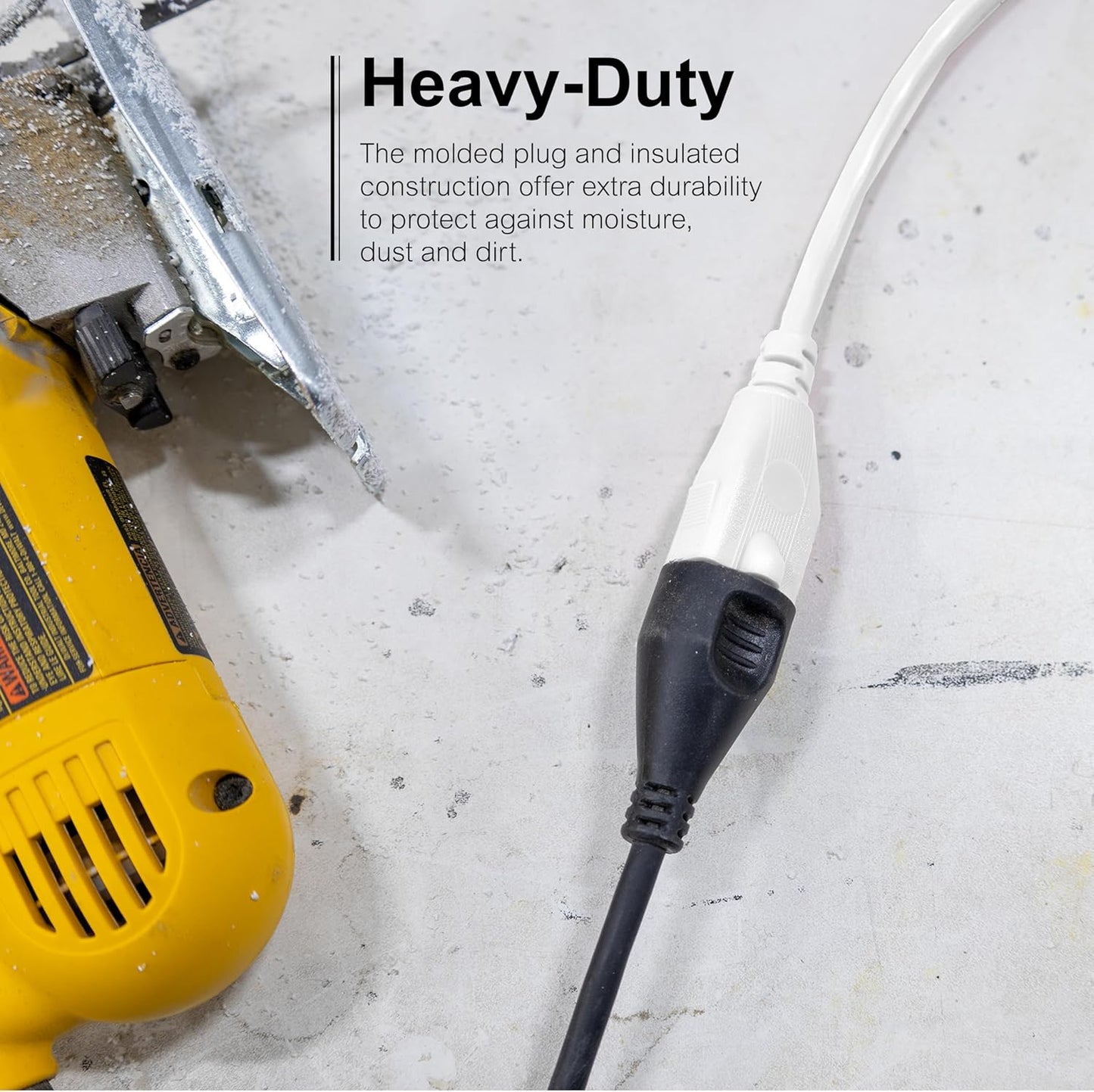 GE 20FT Outdoor Extension Cord 16AWG 3-Prong Heavy Duty Waterproof White