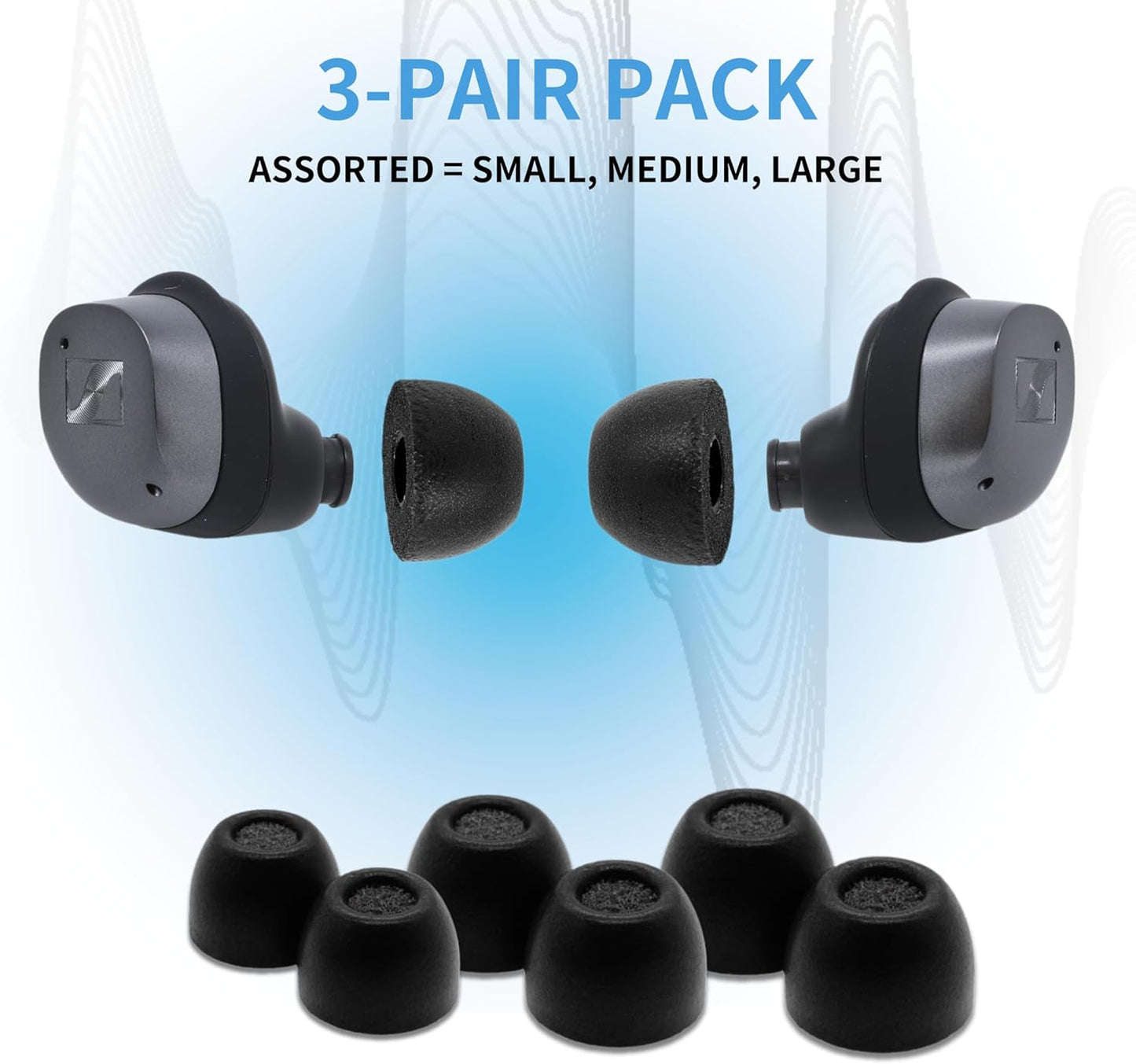 Comply TrueGrip Premium Memory Foam Replacement Earbud Tips for Sennheiser