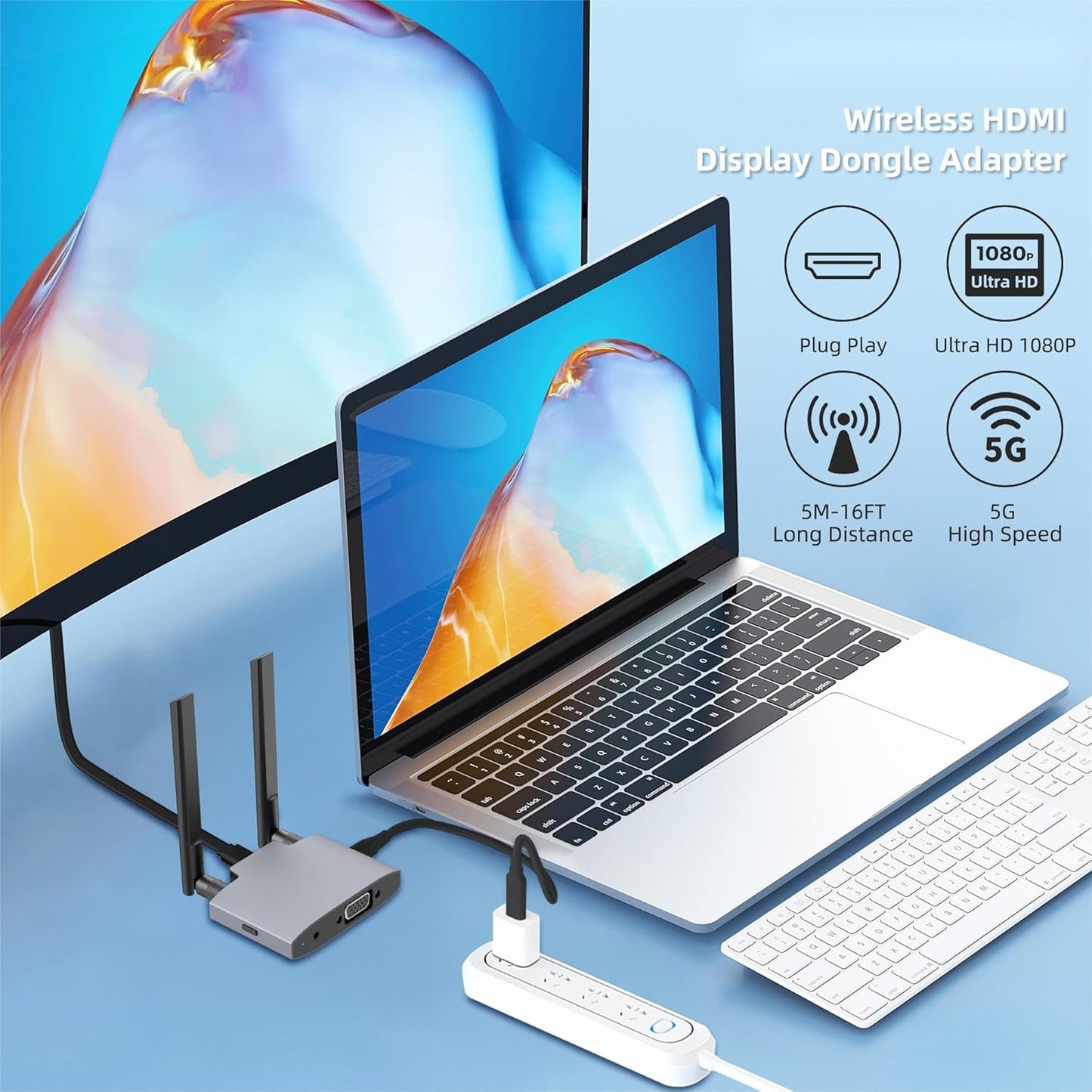 Wireless Display Adaptor - 1080p Wireless HDMI Display Dongle Adapter, Wireless (OPEN BOX)