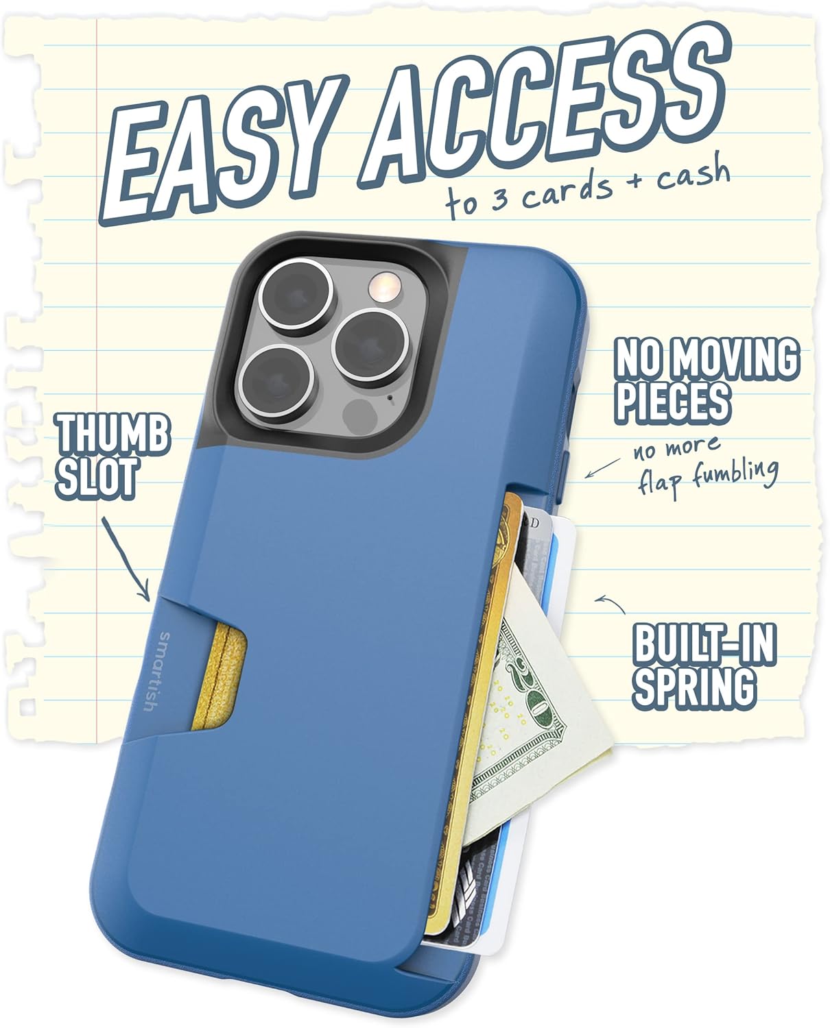 Smartish iPhone 14 Pro Wallet Case Wallet Slayer Vol.1 Slim Protective Blue