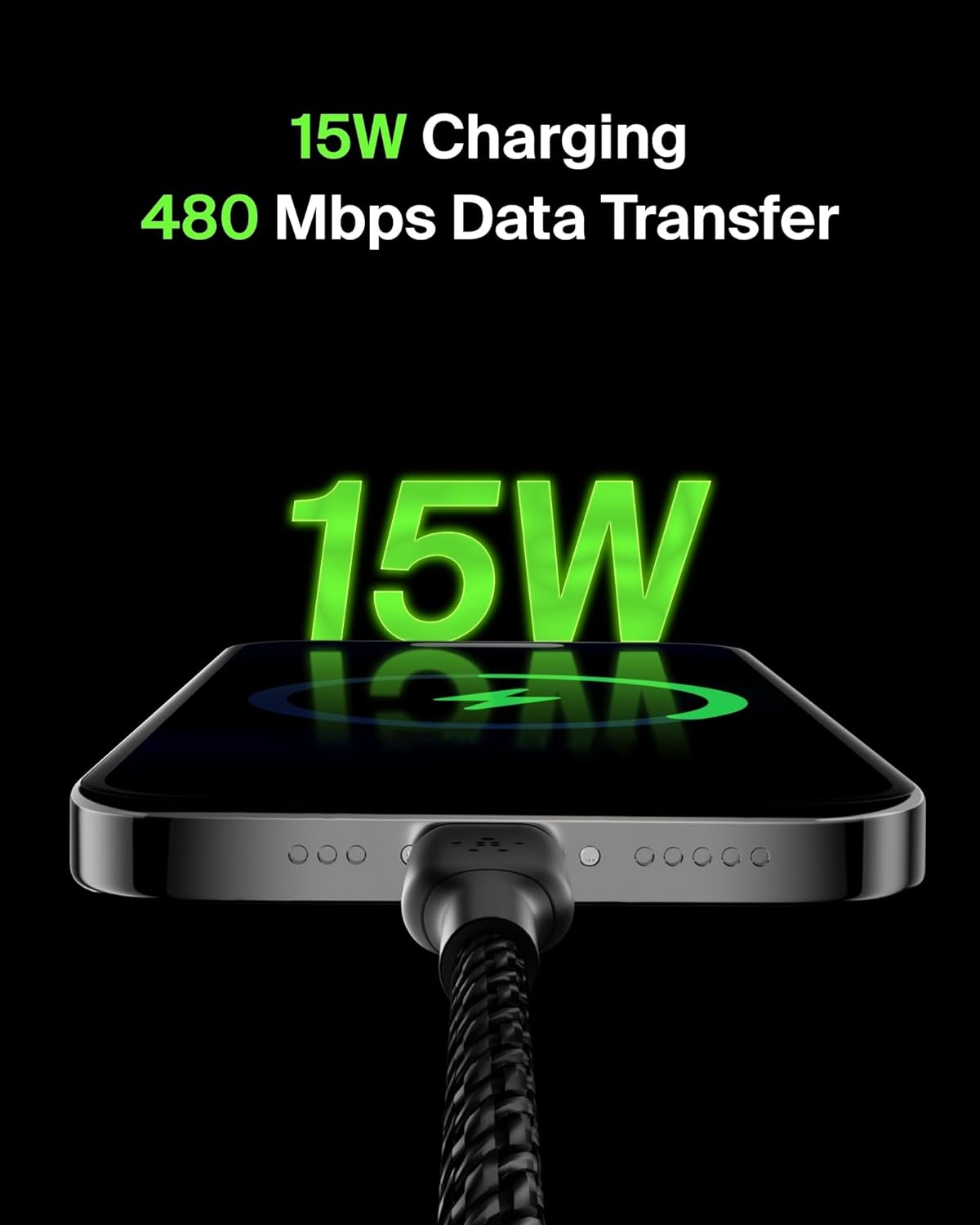 Belkin BoostCharge USB-C to USB-A Cable 3.3ft (15W) – Braided, Durable, Universal Charging Cord