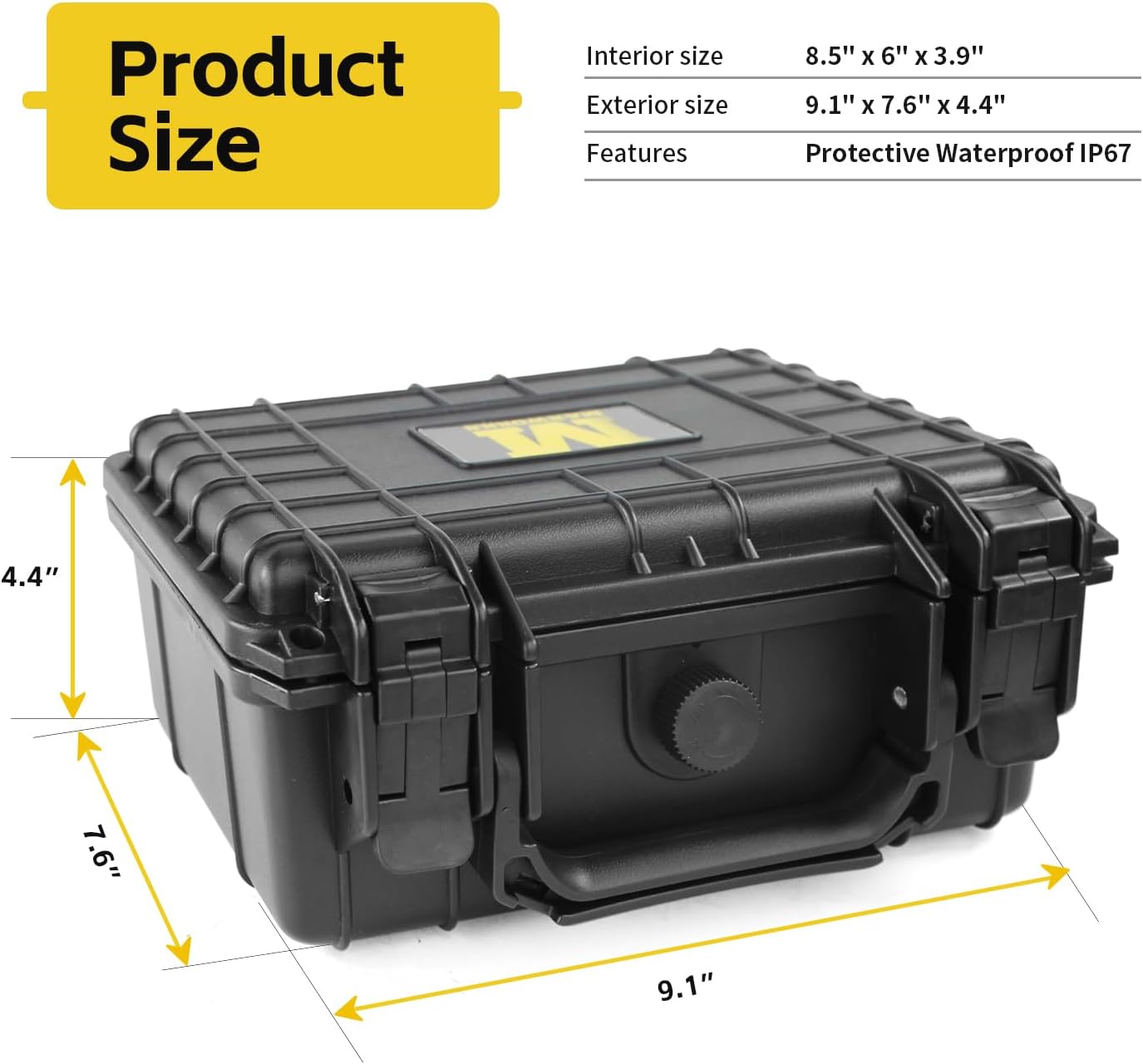 MaxWorks 51015 IP67 Waterproof Hard Case – Custom Foam, 9.1" x 7.6" x 4.4"