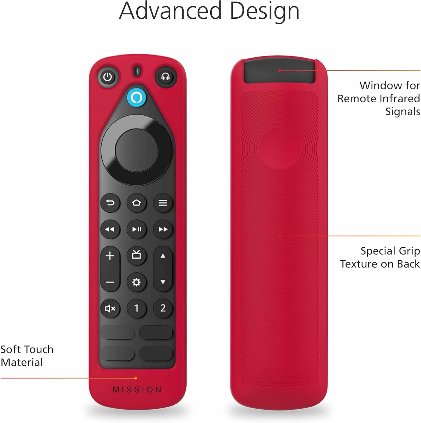 Remote Case for Alexa Voice Remote Pro (2022 Release) Silicone Protective Cover Red