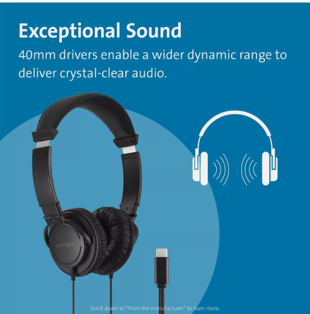 Kensington Classic USB-C Headphone K97456WW (DAMAGED BOX)