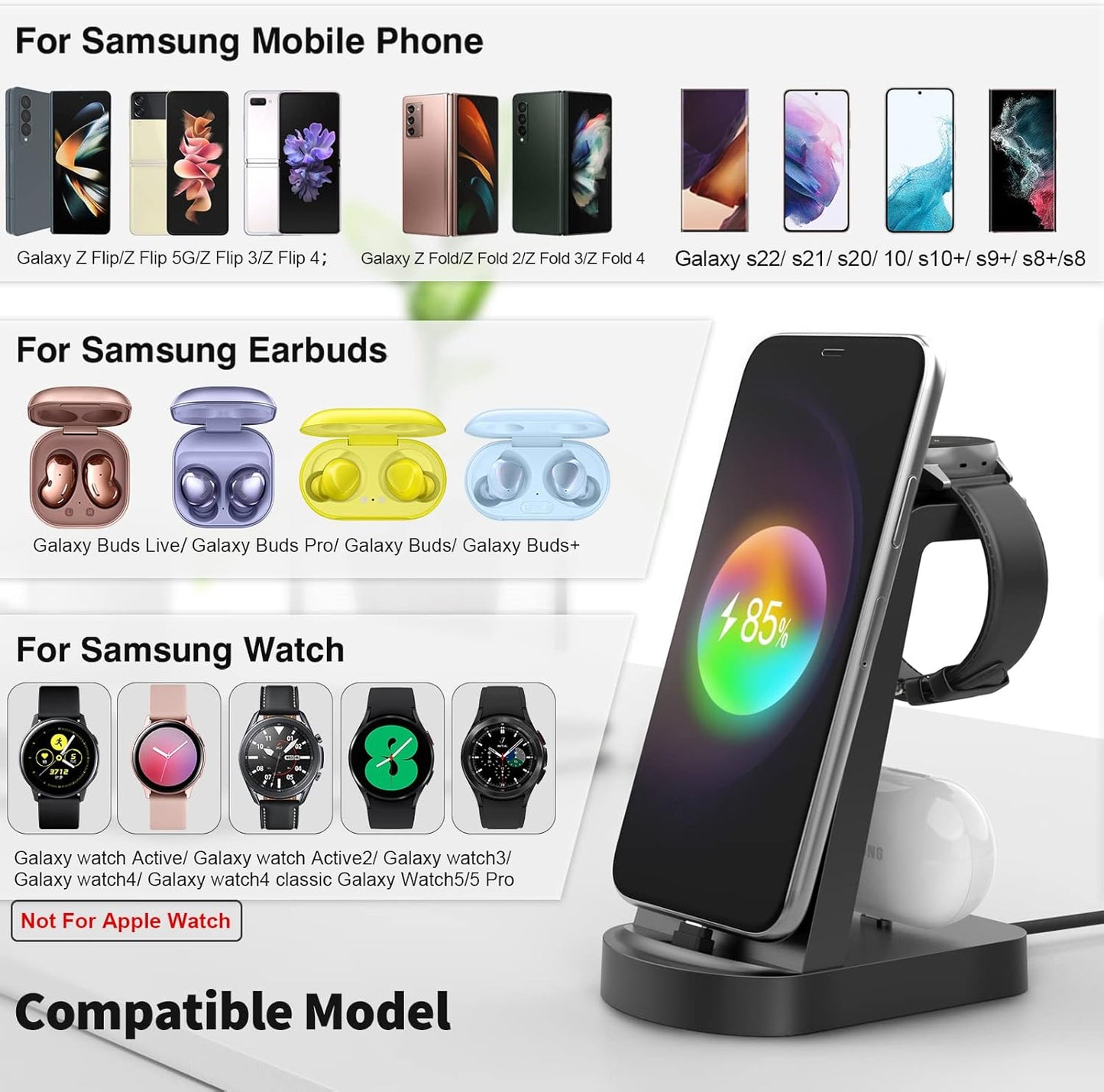 Samsung Multi-Device Charging Station 3 in 1 Fast Charging Stand (OPEN BOX)