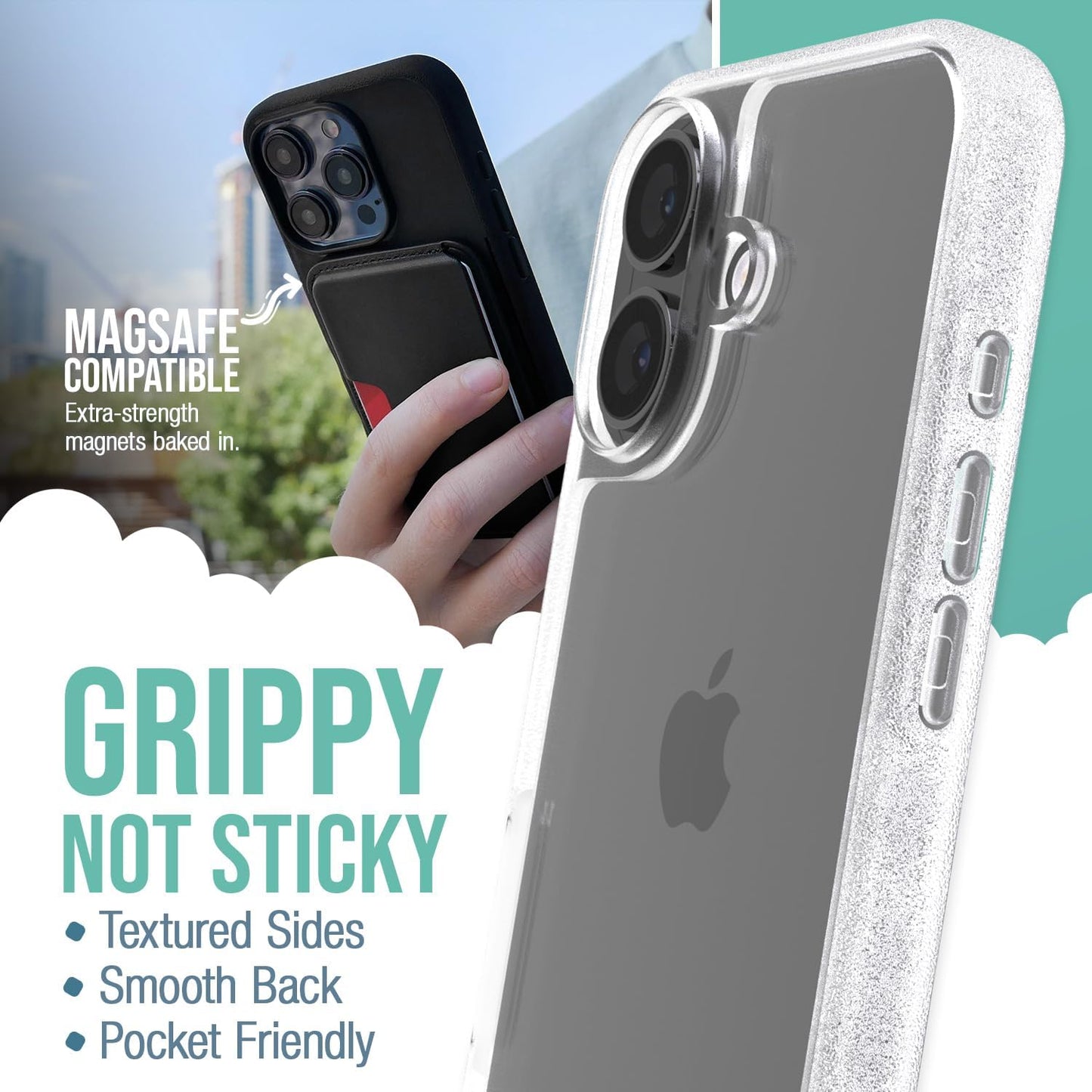 Smartish Gripmunk Clear Case for iPhone 16 – Slim, Protective & Drop Tested