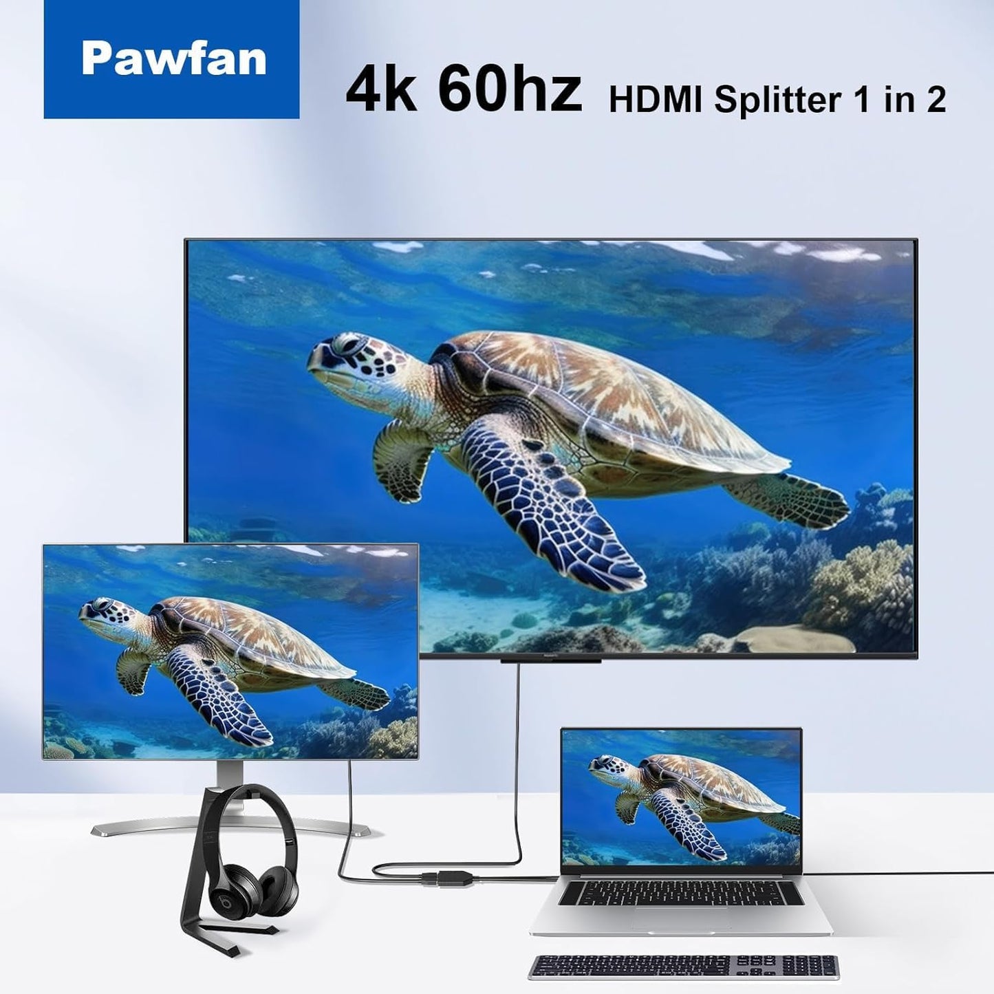 HDMI Splitter 4k 60hz 1 in 2 out HDMI Male to Dual HDMI 2.0 Female Cable (DAMAGE BOX)