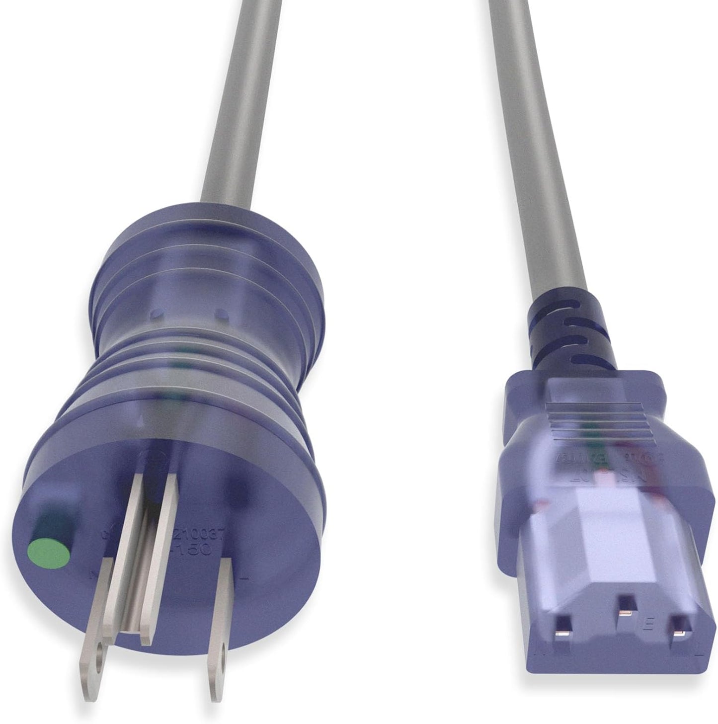 North American Hospital Grade Power Cord, Indoor Extension Cord, HG NEMA 5-15P to IEC-60320 C13, Heavy Duty 14AWG, 125V, SJT, Fully Molded, 10ft