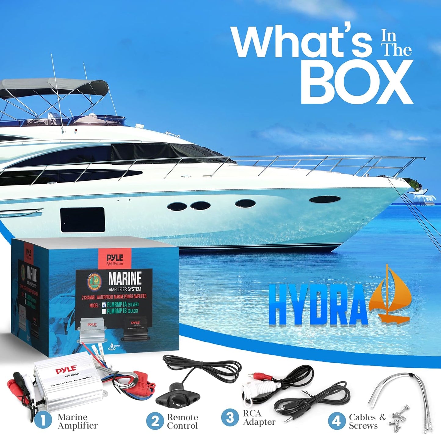 Pyle Hydra Marine Amplifier - Upgraded Elite Series 400 Watt (OPEN BOX)