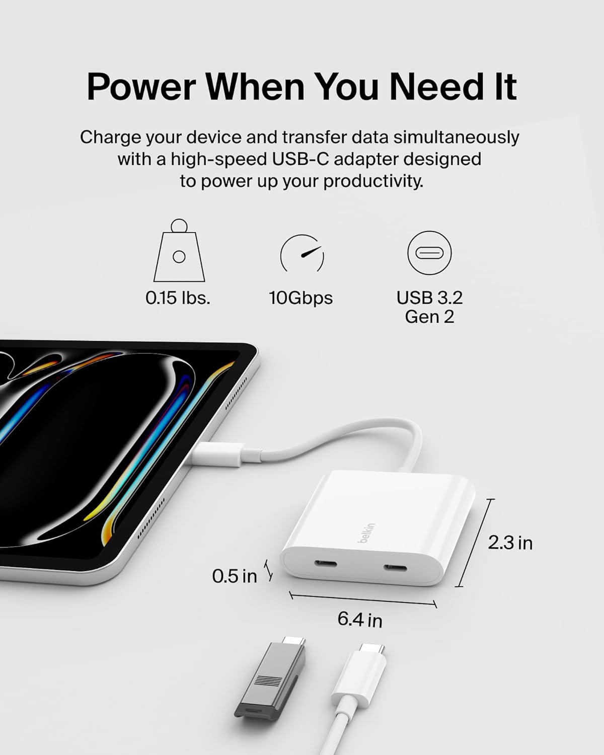 Belkin Connect USB-C Data + Charge Adapter (WCZ002BTWH) (OPEN BOX)
