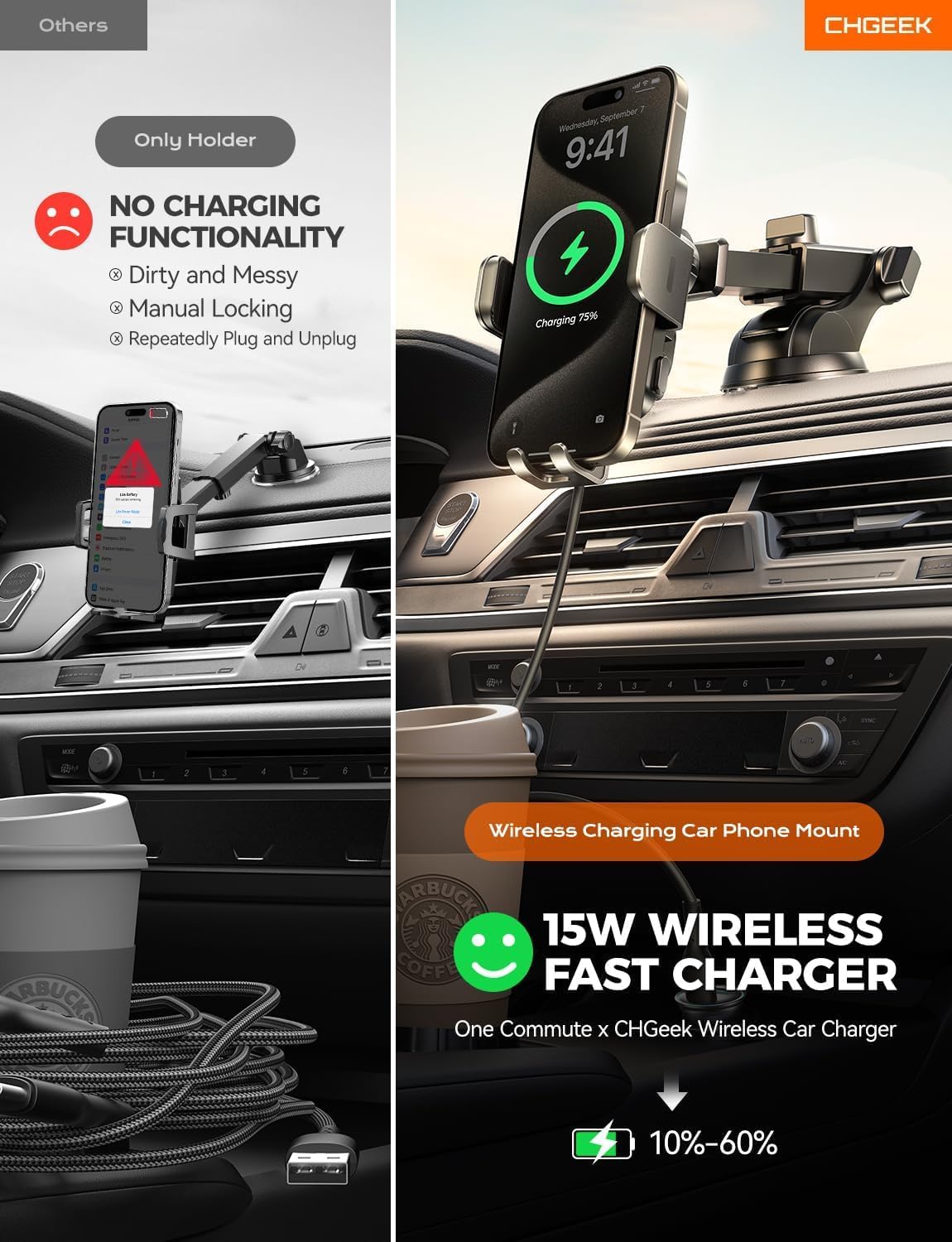 CHGeek Wireless Car Charger Phone Holder Mount (OPEN-DAMAGE BOX)