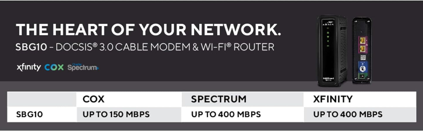 ARRIS SURFboard SBG10 DOCSIS 3.0 16 x 4 Gigabit Cable Modem and AC1600 Wi-Fi Router (OPEN BOX)