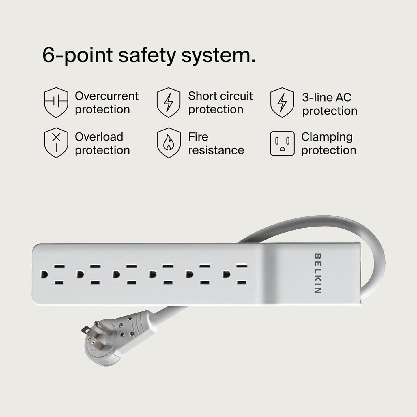 Belkin 6 Outlet Power Strip Extension Cord w/ Surge Protector Tap 10 ft.