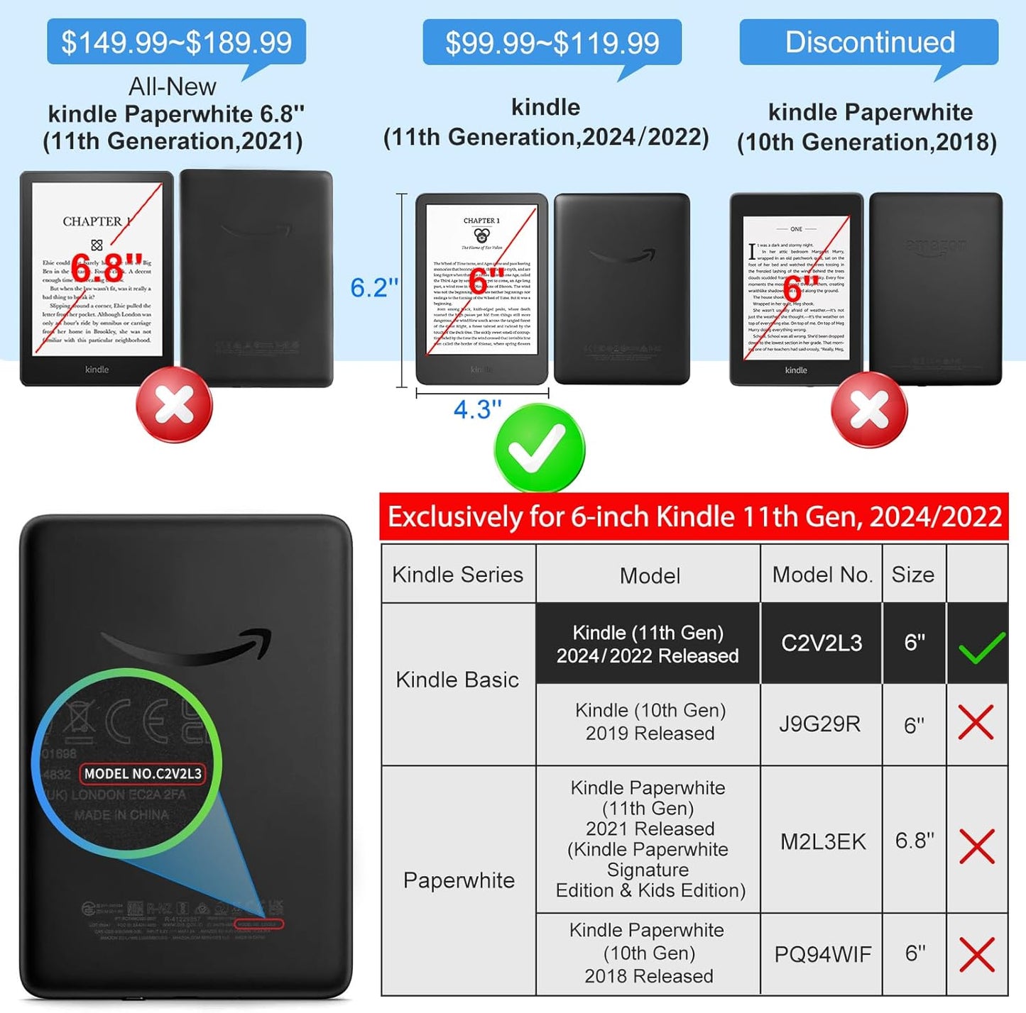 CoBak Case 6 Inch for Kindle 2024/2022 Gen 11 – PU Leather Smart Cover, Sage