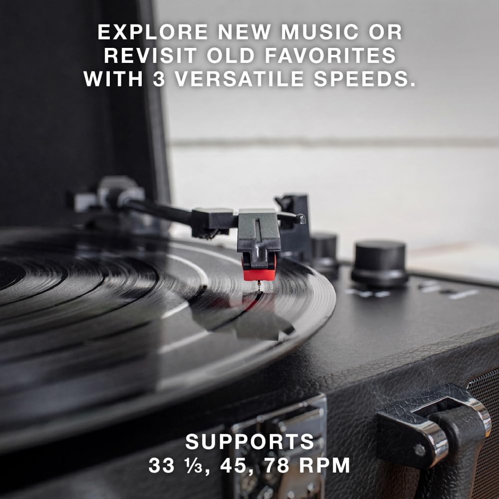 Victrola Journey Bluetooth Suitcase Record Player – 3-Speed Turntable, Built-in Speakers, Turquoise