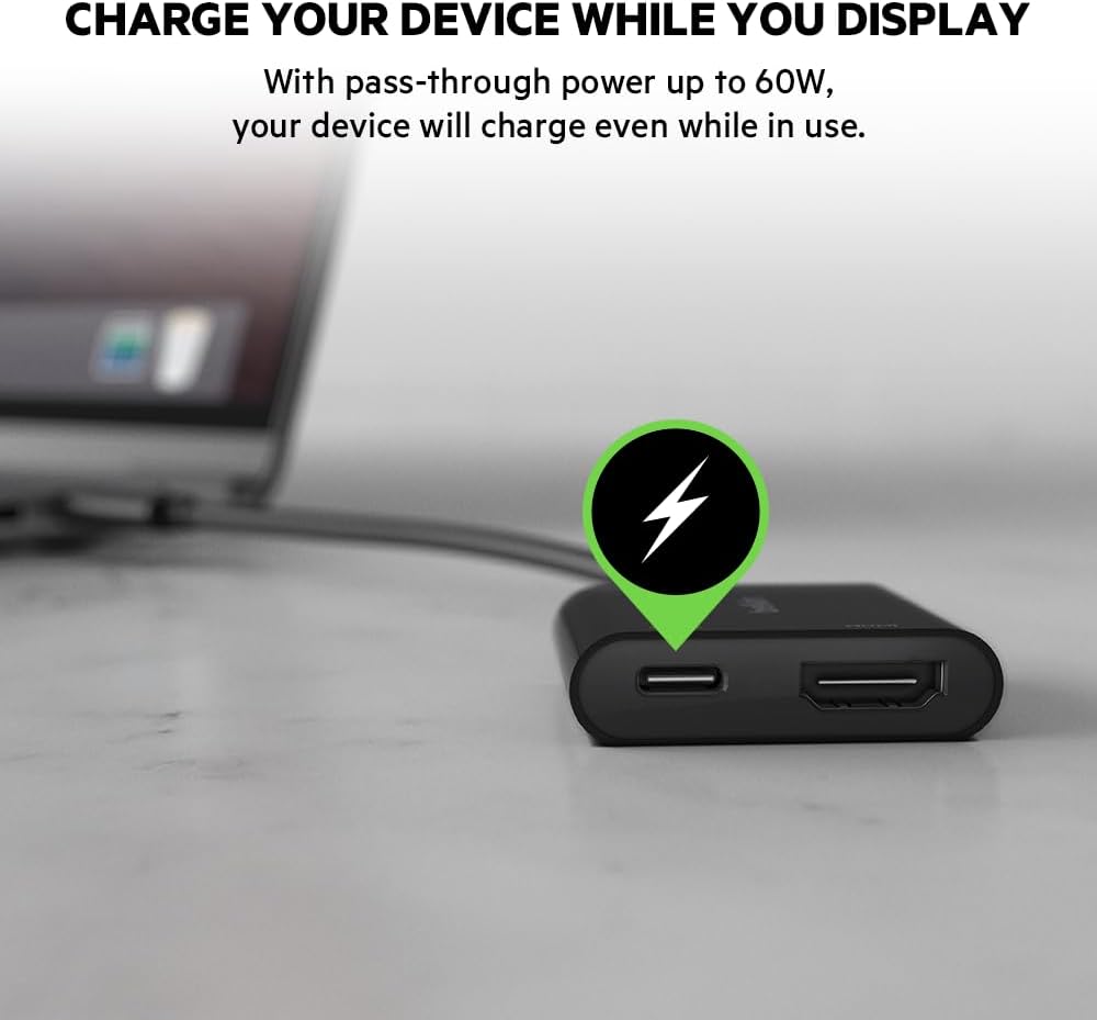 Belkin USB C to HDMI Adapter + USBC Charging Port, 4K UHD Video (OPEN BOX)